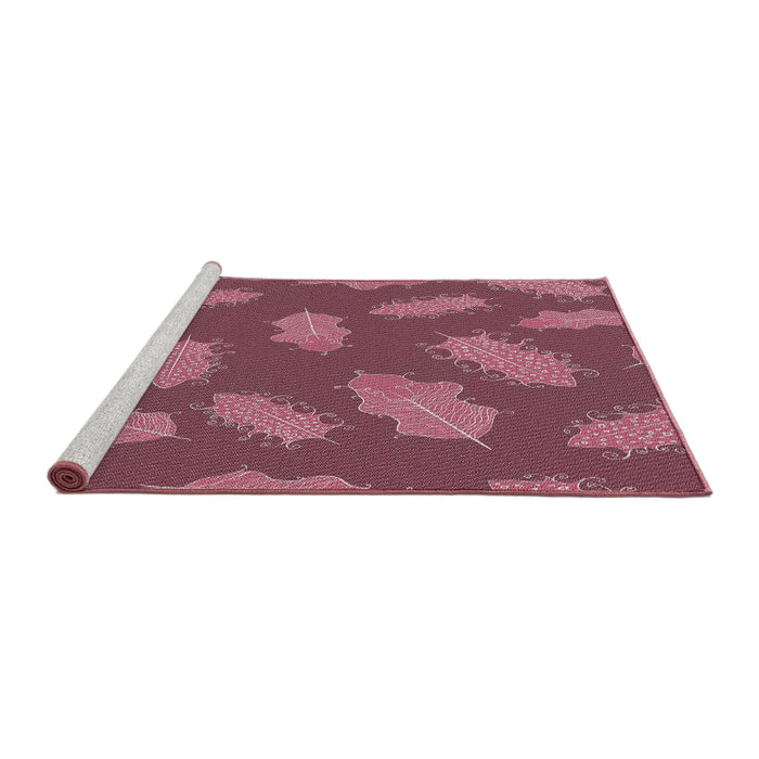 Serging Thickness of Machine Washable Transitional Blush Red Pink Rug, wshpat2733