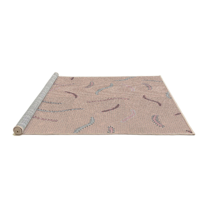 Serging Thickness of Machine Washable Transitional Orange Salmon Pink Rug, wshpat2736