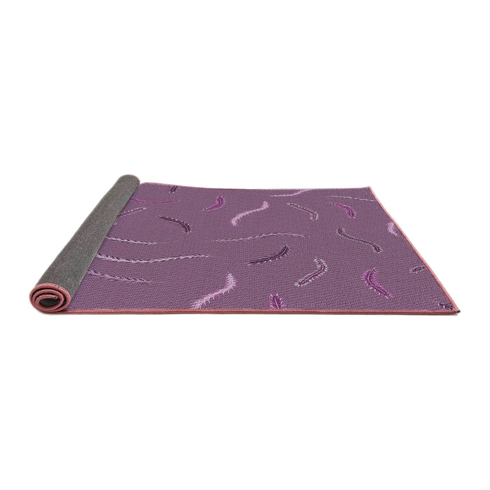 Thickness of Patterned Dark Raspberry Purple Novelty Rug, pat2738