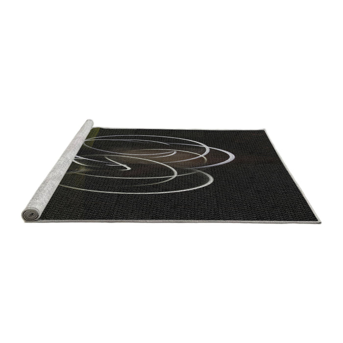 Serging Thickness of Machine Washable Transitional Black Rug, wshpat2739
