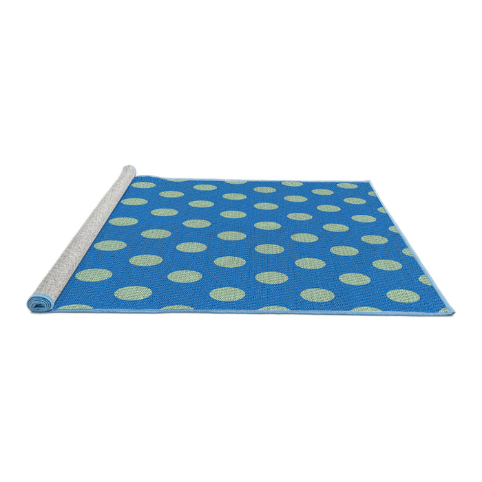 Serging Thickness of Machine Washable Transitional Blue Rug, wshpat2746