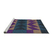 Serging Thickness of Machine Washable Transitional Night Blue Rug, wshpat275