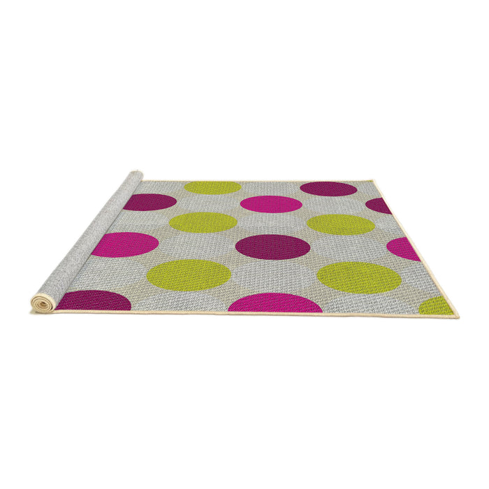 Serging Thickness of Machine Washable Transitional Pink Rug, wshpat2753