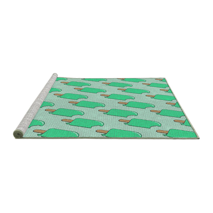 Serging Thickness of Machine Washable Transitional Green Rug, wshpat2754