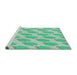 Serging Thickness of Machine Washable Transitional Green Rug, wshpat2754