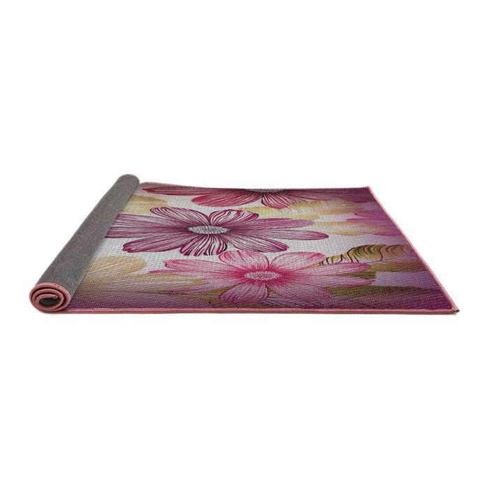 Thickness of Patterned Daisy Pink Modern Rug, pat2755