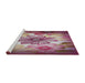 Serging Thickness of Machine Washable Transitional Pink Daisy Pink Rug, wshpat2755