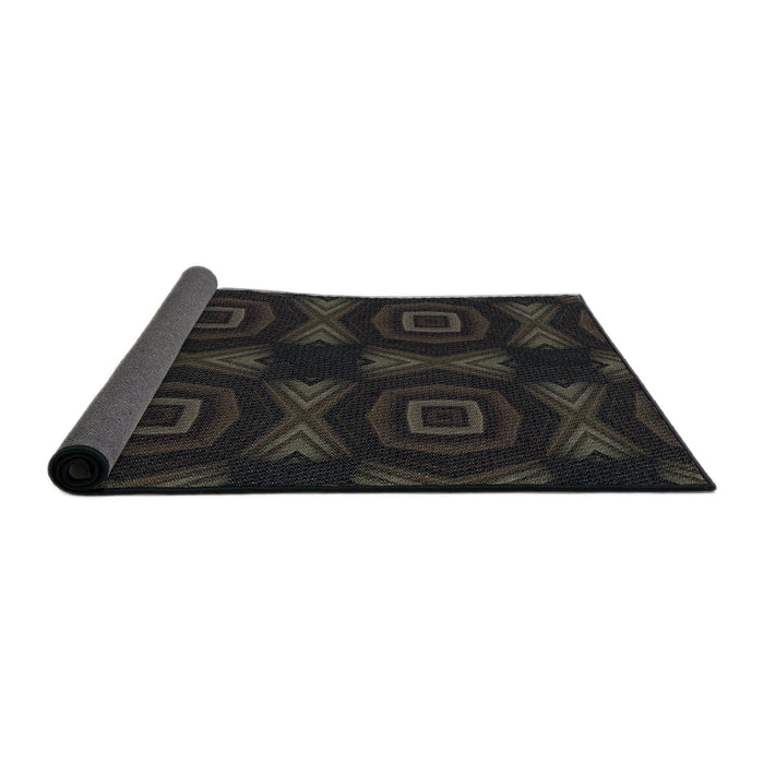 Thickness of Patterned Black Novelty Rug, pat276