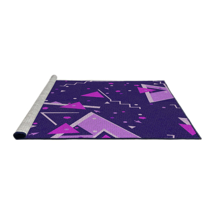 Serging Thickness of Machine Washable Transitional Indigo Purple Rug, wshpat2764