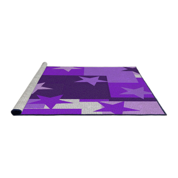 Serging Thickness of Machine Washable Transitional Dark Violet Purple Rug, wshpat2765