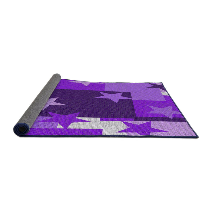 Thickness of Patterned Dark Violet Purple Novelty Rug, pat2765