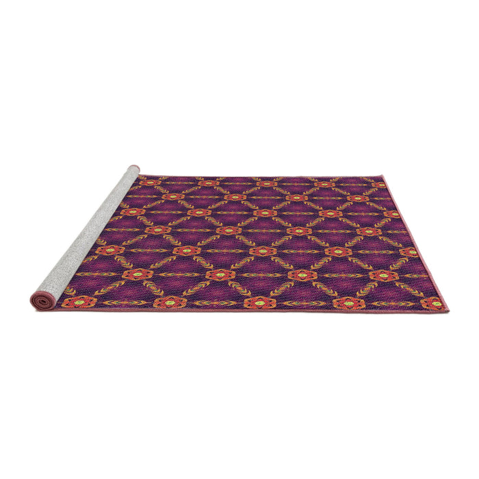 Serging Thickness of Machine Washable Transitional Plum Velvet Purple Rug, wshpat2766