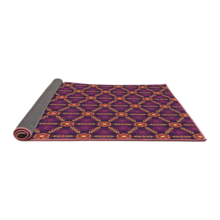 Thickness of Patterned Plum Purple Novelty Rug, pat2766