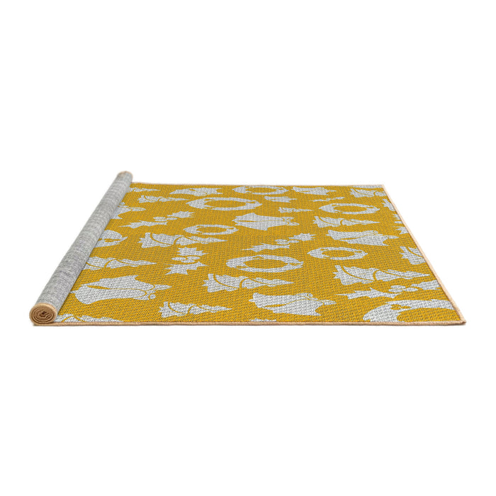 Serging Thickness of Machine Washable Transitional Gold Rug, wshpat277