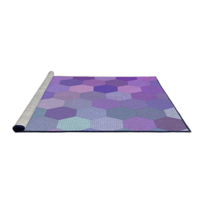 Serging Thickness of Machine Washable Transitional Bright Lilac Purple Rug, wshpat2770
