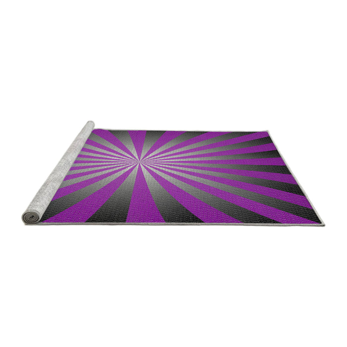 Serging Thickness of Machine Washable Transitional Dark Violet Purple Rug, wshpat2776