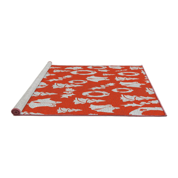 Serging Thickness of Machine Washable Transitional Red Rug, wshpat278