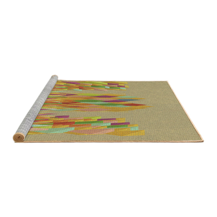Serging Thickness of Machine Washable Transitional Chrome Gold Yellow Rug, wshpat2780