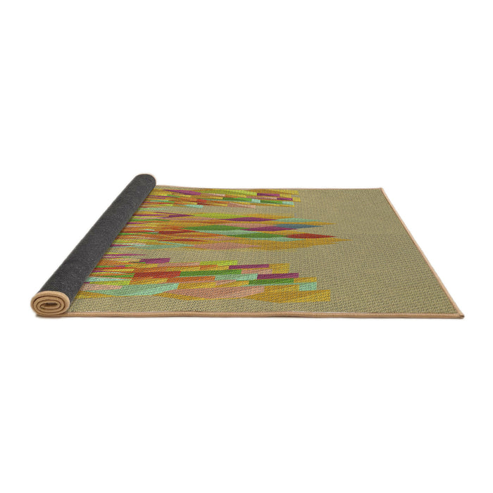 Thickness of Patterned Chrome Gold Yellow Novelty Rug, pat2780