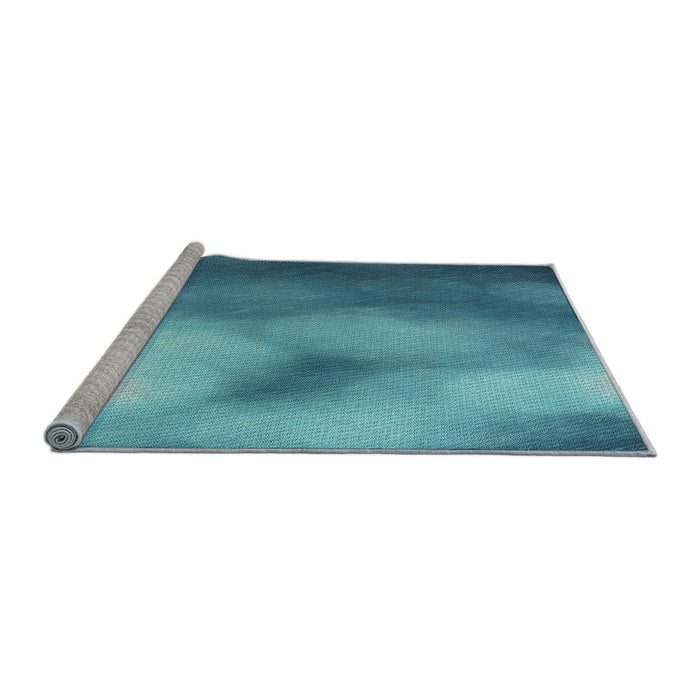 Serging Thickness of Machine Washable Transitional Diamond Blue Rug, wshpat2785