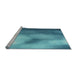 Serging Thickness of Machine Washable Transitional Diamond Blue Rug, wshpat2785