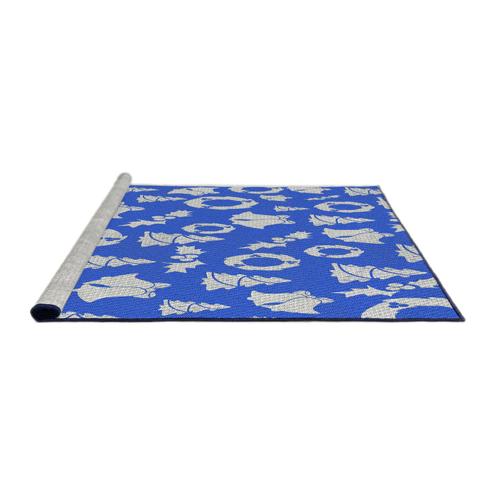 Serging Thickness of Machine Washable Transitional Jeans Blue Rug, wshpat279