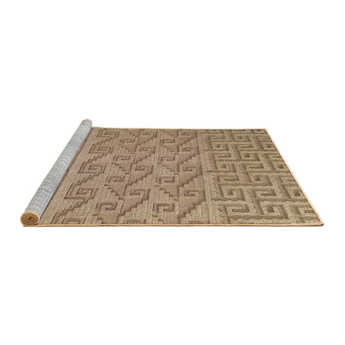 Serging Thickness of Machine Washable Transitional Sienna Brown Rug, wshpat2797
