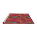 Serging Thickness of Machine Washable Transitional Rust Pink Rug, wshpat2807