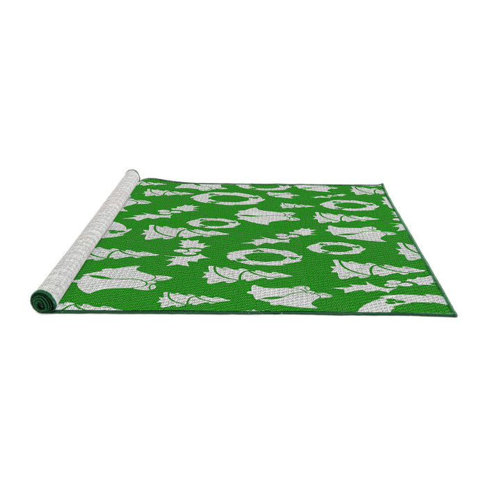 Serging Thickness of Machine Washable Transitional Jade Green Rug, wshpat281