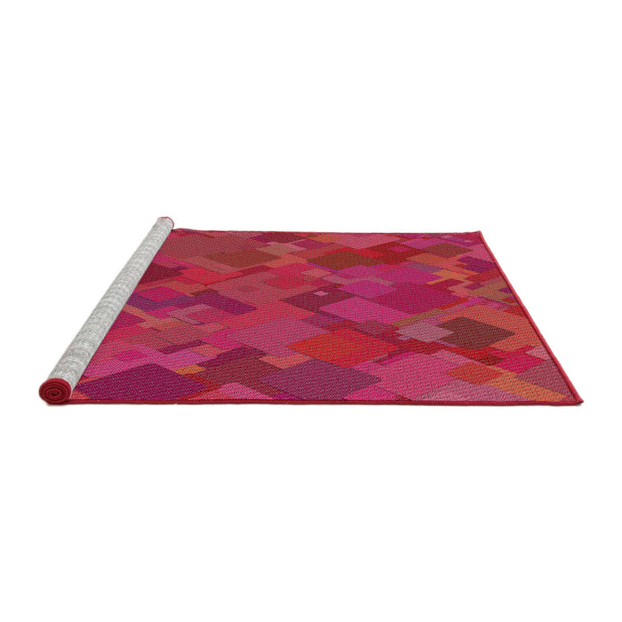 Serging Thickness of Machine Washable Transitional Pink Rug, wshpat2815