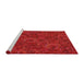 Serging Thickness of Machine Washable Transitional Fire Red Rug, wshpat2817