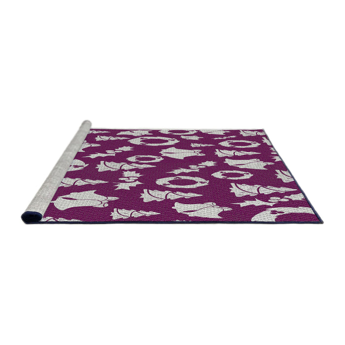 Serging Thickness of Patterned Lilac Purple Abstract Machine Washable Rug, wshpat282