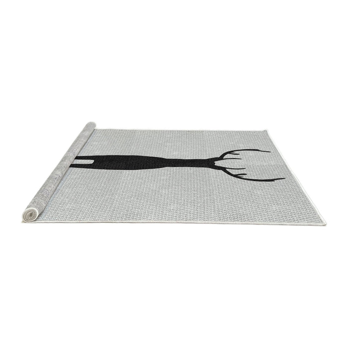 Serging Thickness of Machine Washable Transitional White Smoke Rug, wshpat2823