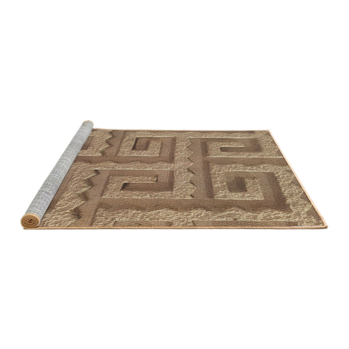 Serging Thickness of Machine Washable Transitional Saddle Brown Rug, wshpat2824