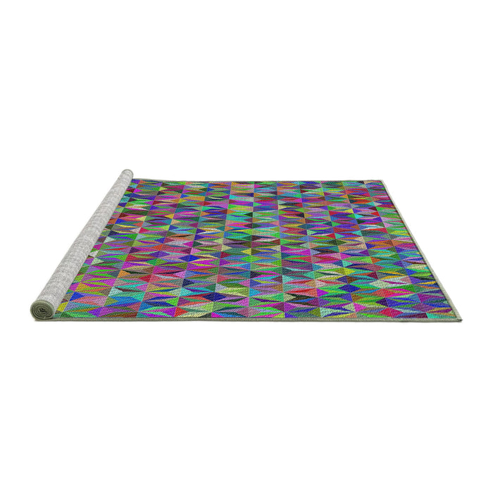 Serging Thickness of Machine Washable Transitional Green Rug, wshpat2827