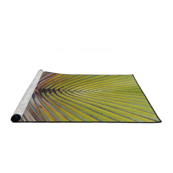 Serging Thickness of Machine Washable Transitional Avocado Green Rug, wshpat283