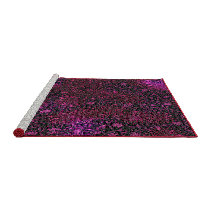 Serging Thickness of Machine Washable Transitional Plum Purple Rug, wshpat2832
