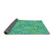 Thickness of Patterned Turquoise Green Novelty Rug, pat2833