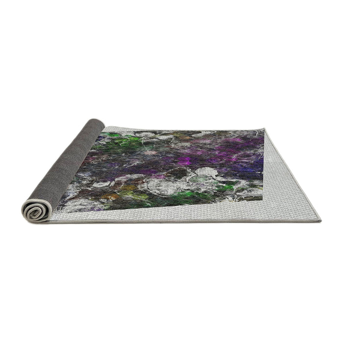 Thickness of Patterned Silver Gray Novelty Rug, pat2836