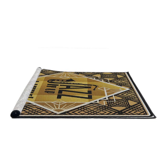 Serging Thickness of Machine Washable Transitional Milk Chocolate Brown Rug, wshpat2840