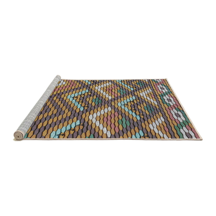 Serging Thickness of Machine Washable Transitional Bakers Brown Rug, wshpat2843