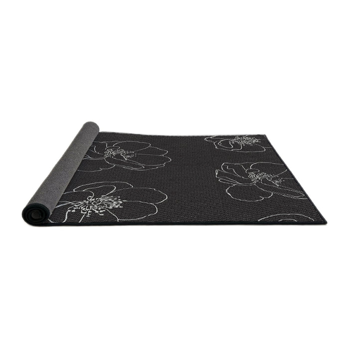 Thickness of Patterned Black Novelty Rug, pat2845
