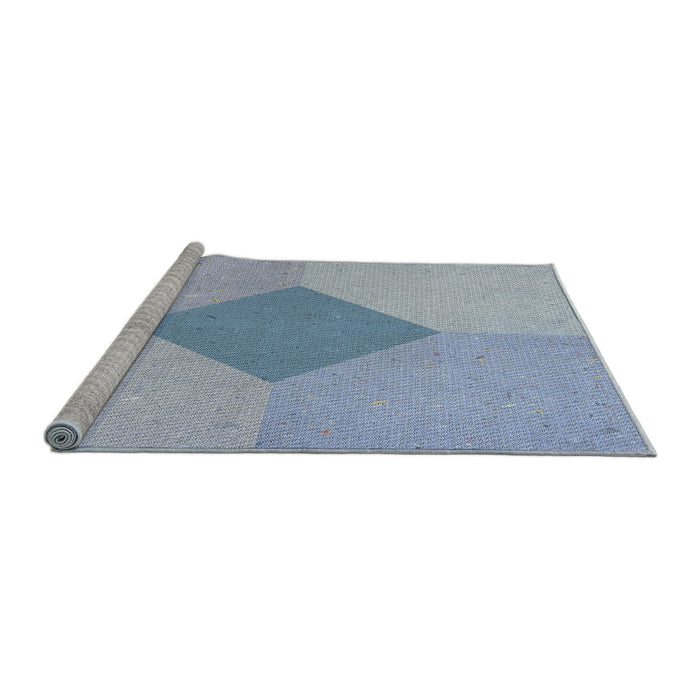 Serging Thickness of Machine Washable Transitional Steel Blue Rug, wshpat2856