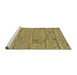 Serging Thickness of Machine Washable Transitional Chrome Gold Yellow Rug, wshpat2858