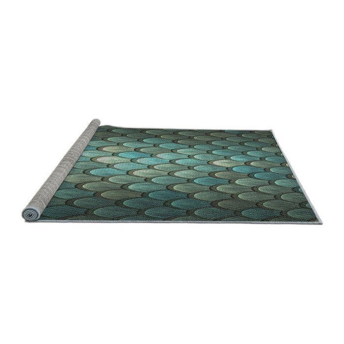 Serging Thickness of Machine Washable Transitional Dark Slate Gray Green Rug, wshpat2859