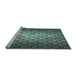 Serging Thickness of Machine Washable Transitional Dark Slate Gray Green Rug, wshpat2859