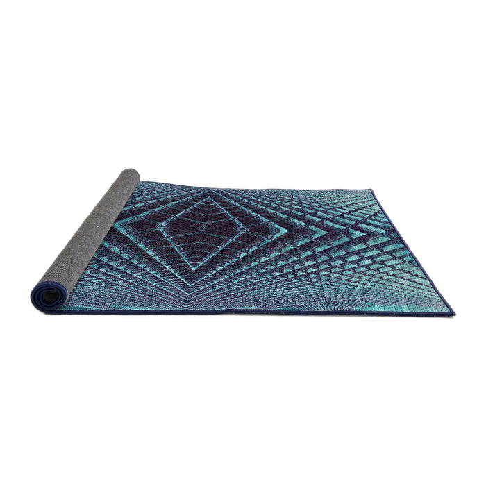 Thickness of Patterned Dark Slate Blue Novelty Rug, pat2862