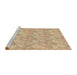 Serging Thickness of Machine Washable Transitional Brown Gold Rug, wshpat2864