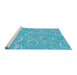 Serging Thickness of Patterned Blue Abstract Machine Washable Rug, wshpat2865