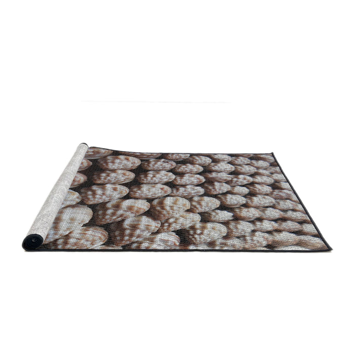 Serging Thickness of Machine Washable Transitional Dark Brown Rug, wshpat2866